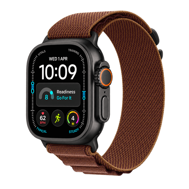 Apple Watch Ultra 4 Black Titanium · Burgundy Trail Loop
